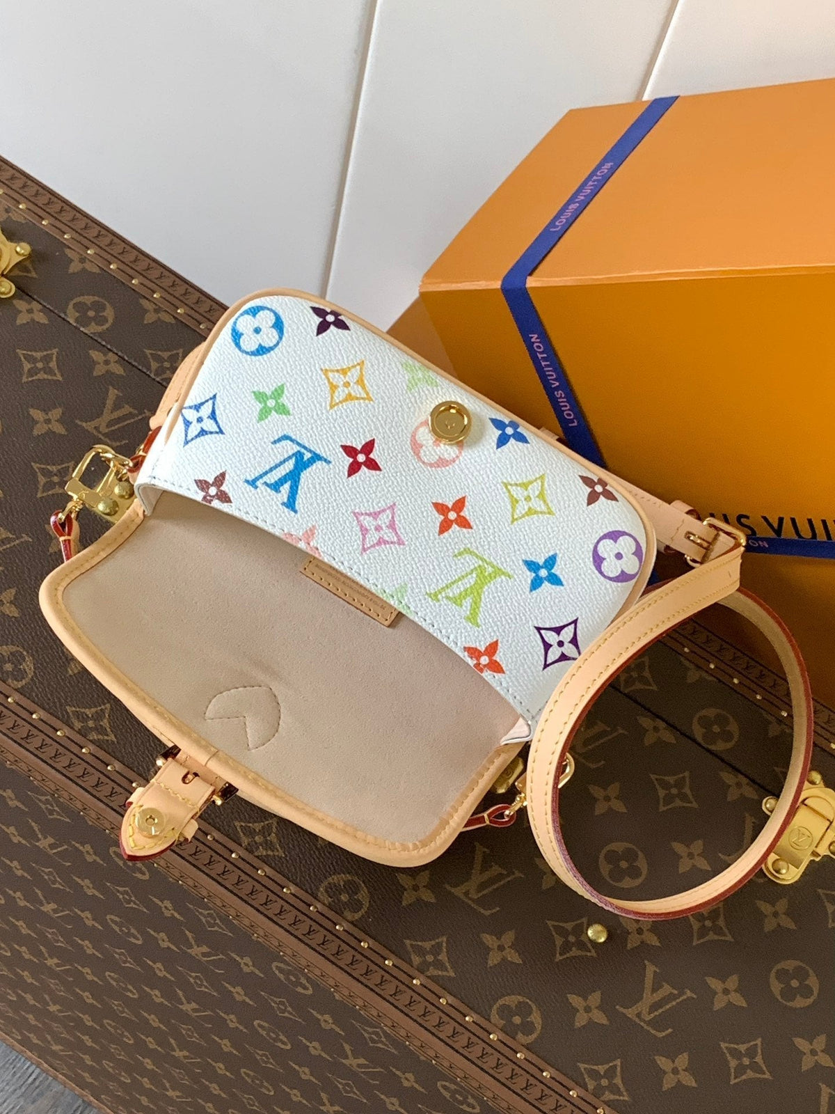 DIANE NANO BAG 19 IN MULTICOLOR MONOGRAM CANVAS AND COWHIDE