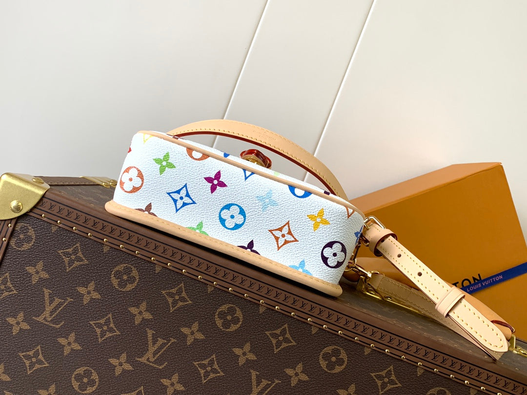 DIANE NANO BAG 19 IN MULTICOLOR MONOGRAM CANVAS AND COWHIDE