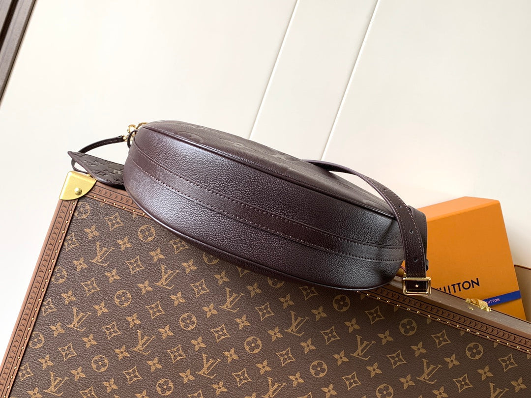 LV LOOP HOBO 38 IN DARK BROWN MONOGRAM CALFSKIN EMBOSSED LOGO