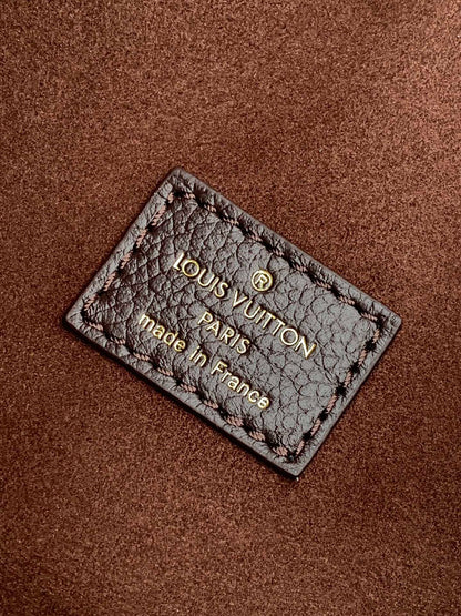 LV LOOP HOBO 38 IN DARK BROWN MONOGRAM CALFSKIN EMBOSSED LOGO
