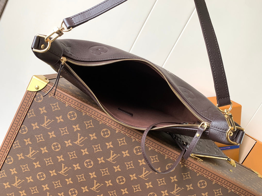 LV LOOP HOBO 38 IN DARK BROWN MONOGRAM CALFSKIN EMBOSSED LOGO