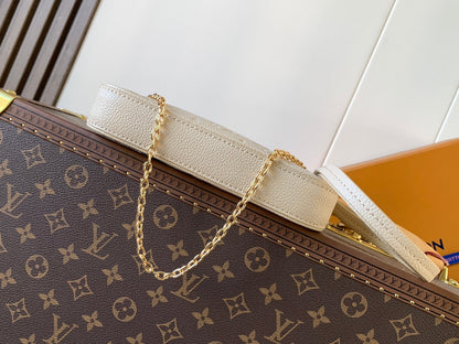 LV EASY POUCH ON STRAP 19 IN BEIGE MONOGRAM EMPREINTE LEATHER