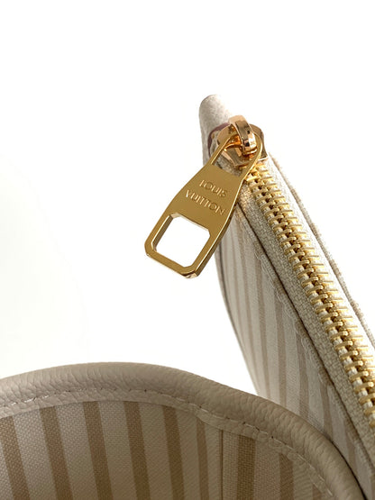 LV NEVERFULL MM TOTE BAG 32 IN WHITE MIX PINK CALFSKIN