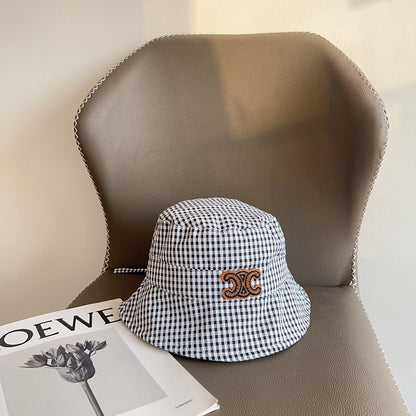 BUCKET HAT MODEL 652077 IN BLACK & WHITE GINGHAM FABRIC