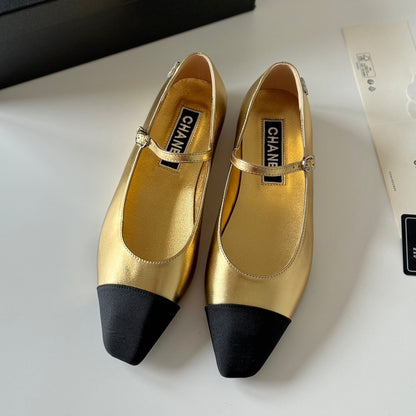 MARY JANE GOLDEN MIX BLACK CALFSKIN