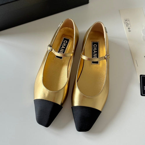 MARY JANE GOLDEN MIX BLACK CALFSKIN