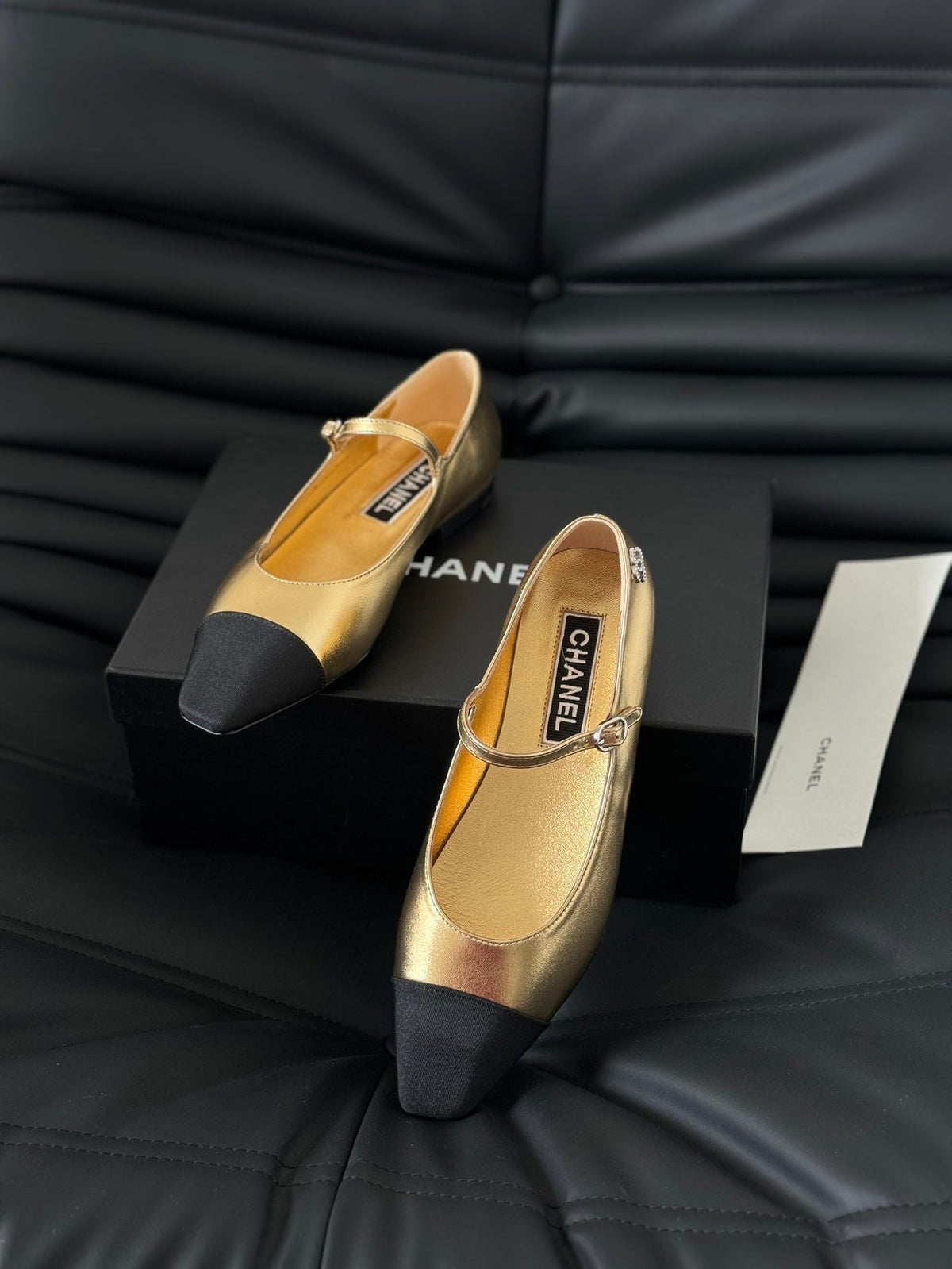 MARY JANE GOLDEN MIX BLACK CALFSKIN