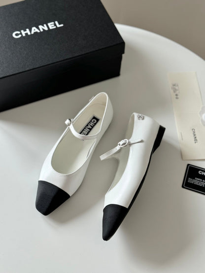 MARY JANE WHITE MIX BLACK CALFSKIN