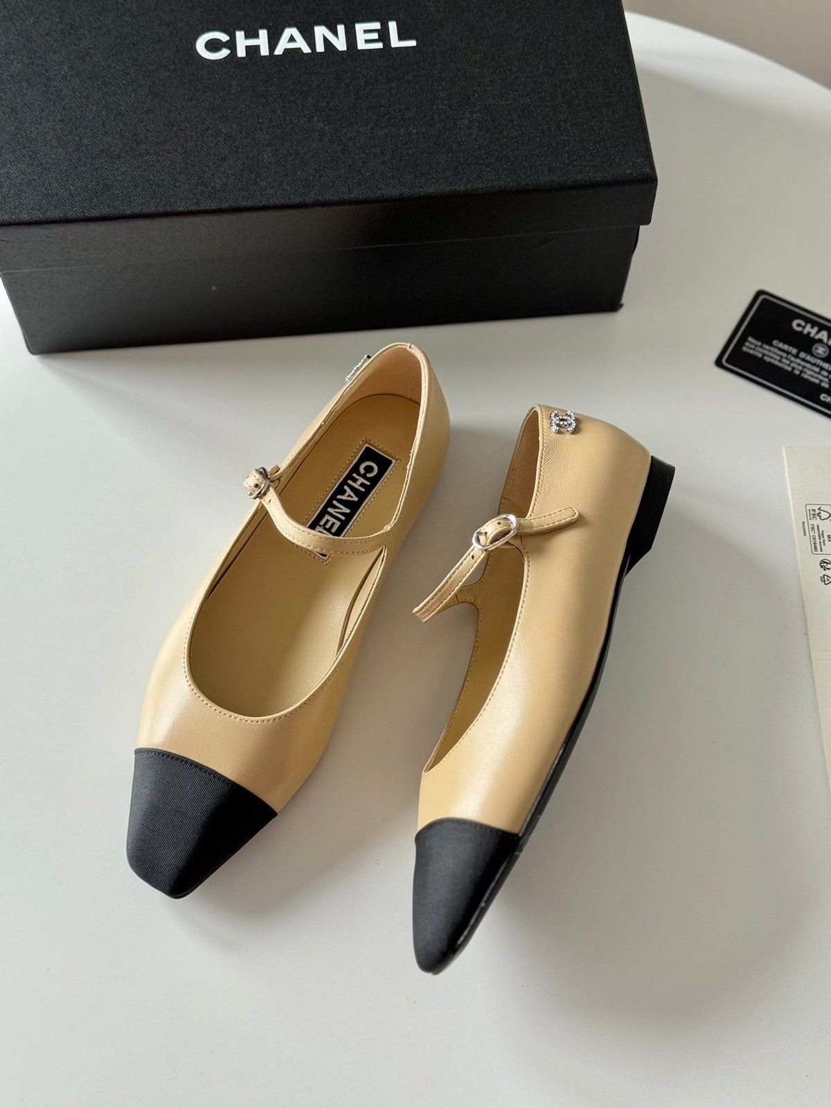 MARY JANE BEIGE CREAM MIX BLACK CALFSKIN