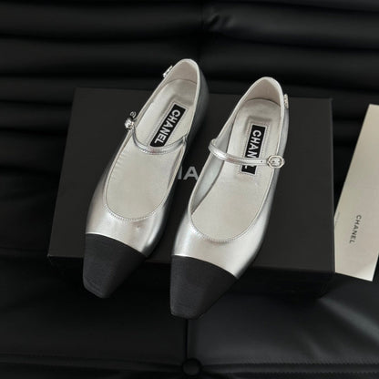 MARY JANE SILVER MIX BLACK CALFSKIN