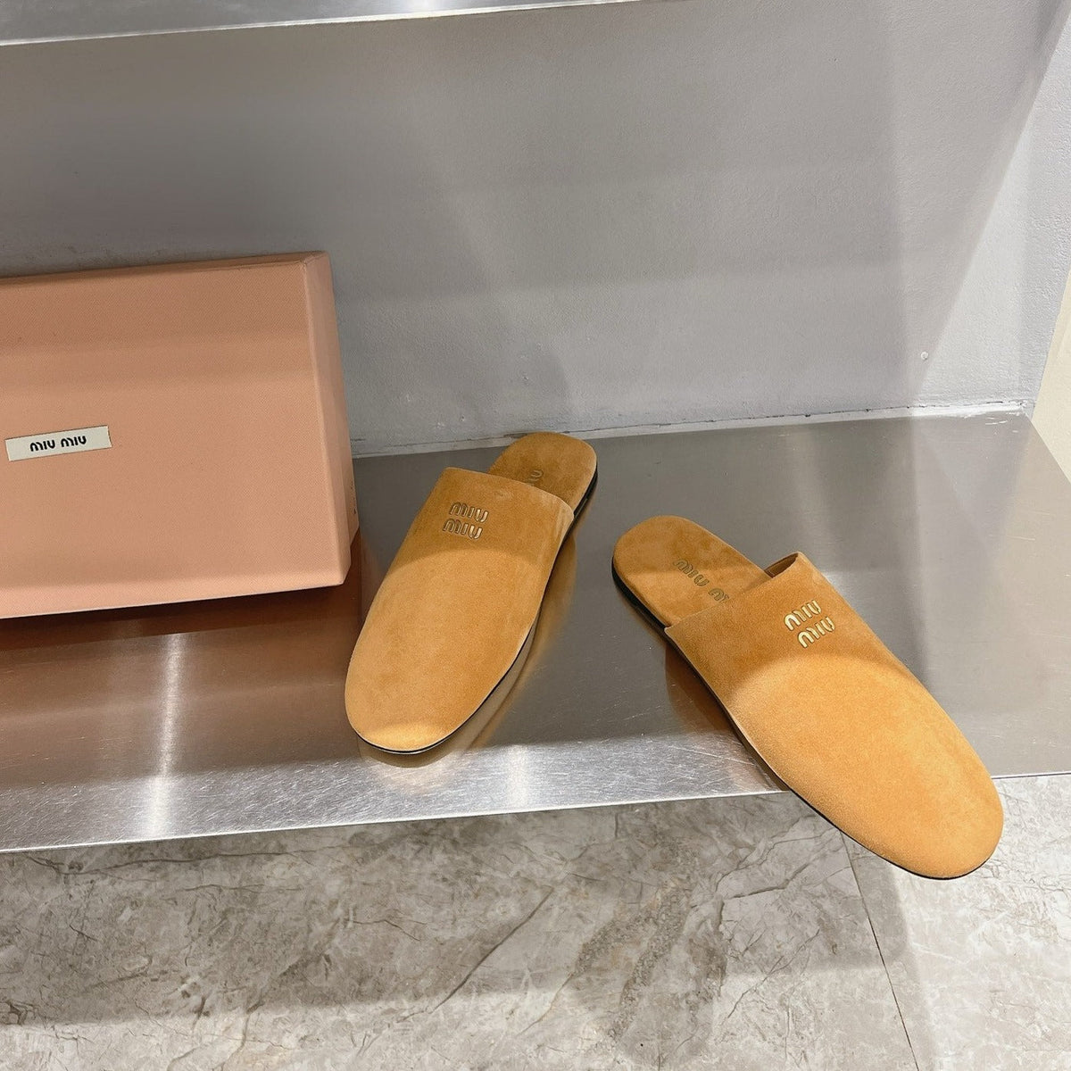 Mules Slippers Copper Color Lambskin