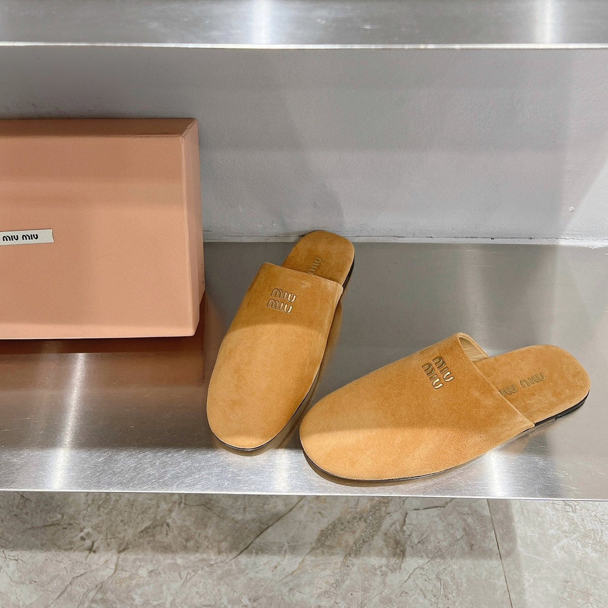 Mules Slippers Copper Color Lambskin