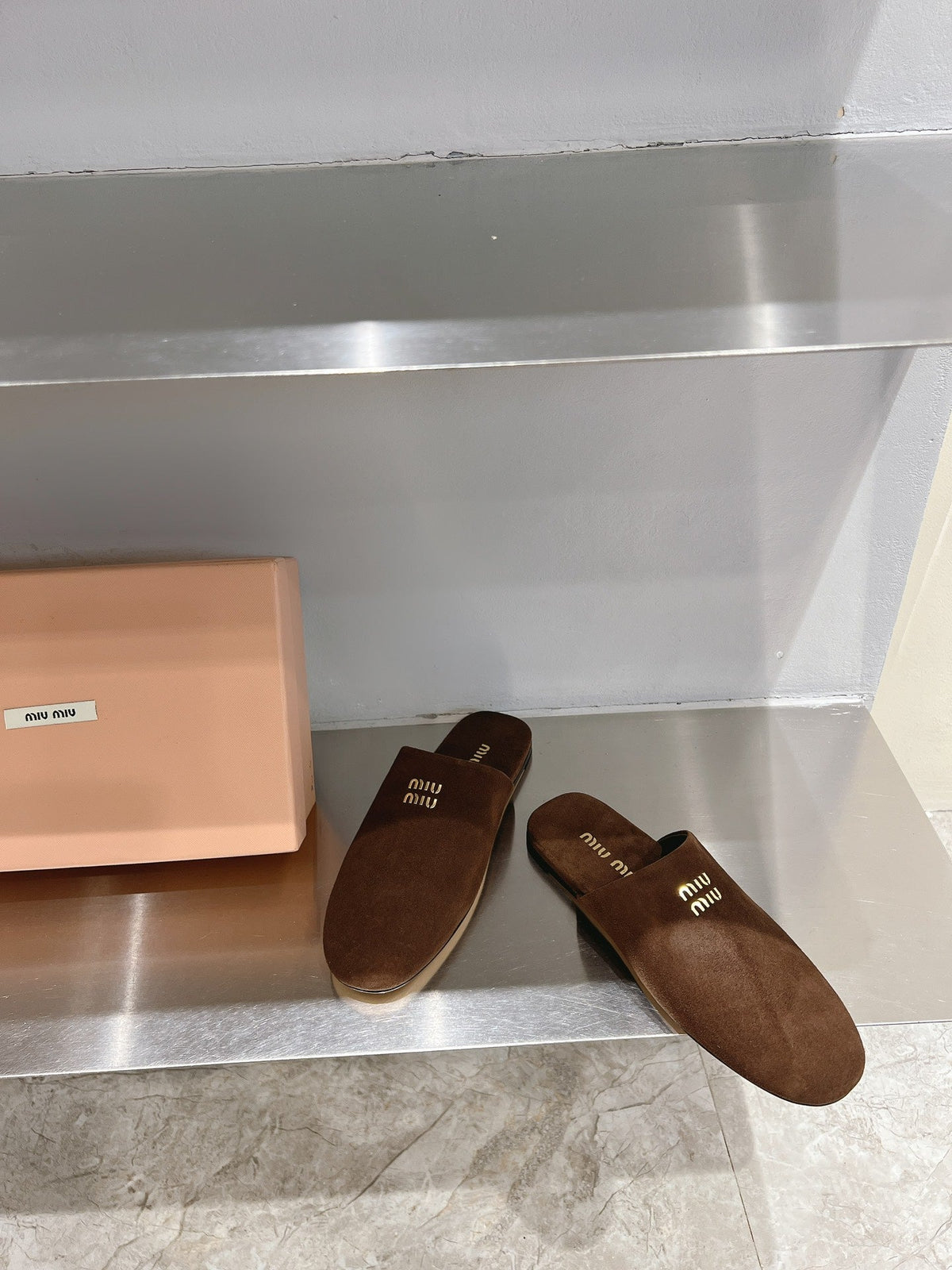 Mules Slippers Pecan Color Lambskin
