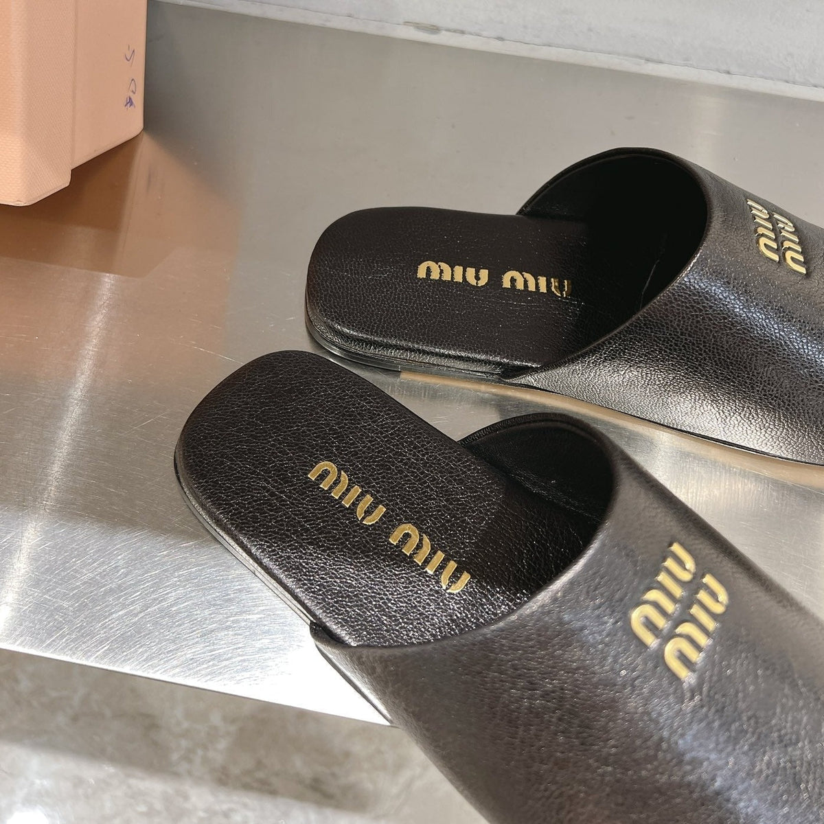 Mules Slippers Black Lambskin