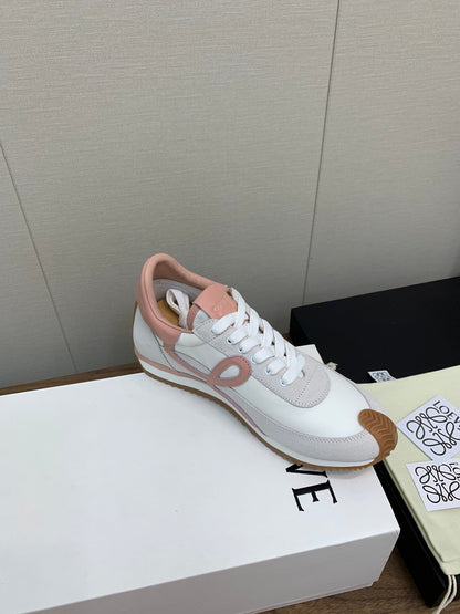 LW FLOW RUNNER SNEAKER WHITE-PEACHY SUEDE