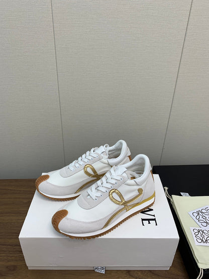 LW FLOW RUNNER SNEAKER WHITE-BROWN SUEDE