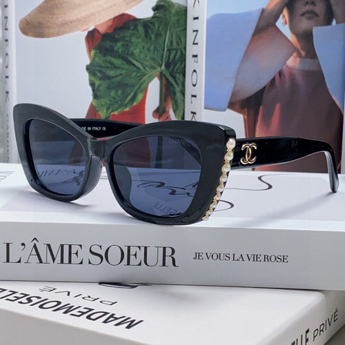 CAT EYE SUNGLASSES 632701 IN BLACK ACETATE EMBOSSED PEARL