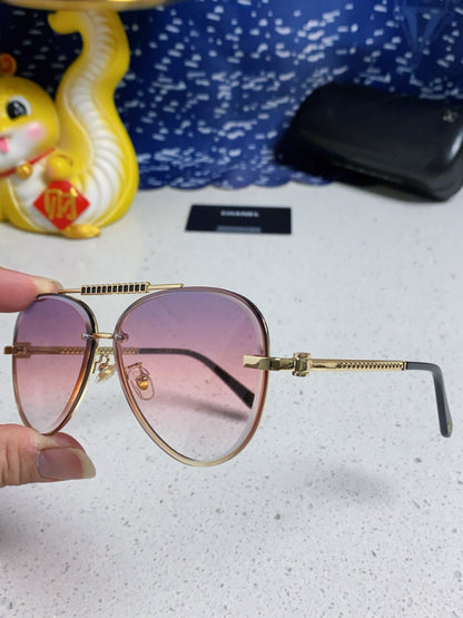 CAT EYE SUNGLASSES 641934 IN GOLD METAL PINK SMOKE LENSES