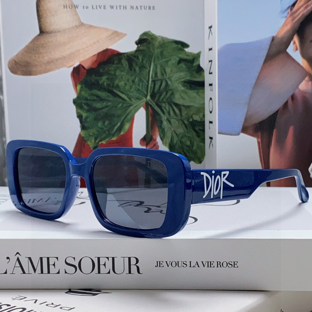 MONTAIGNE SUNGLASS 571595 IN BLUE ACETATE TEXT LOGO