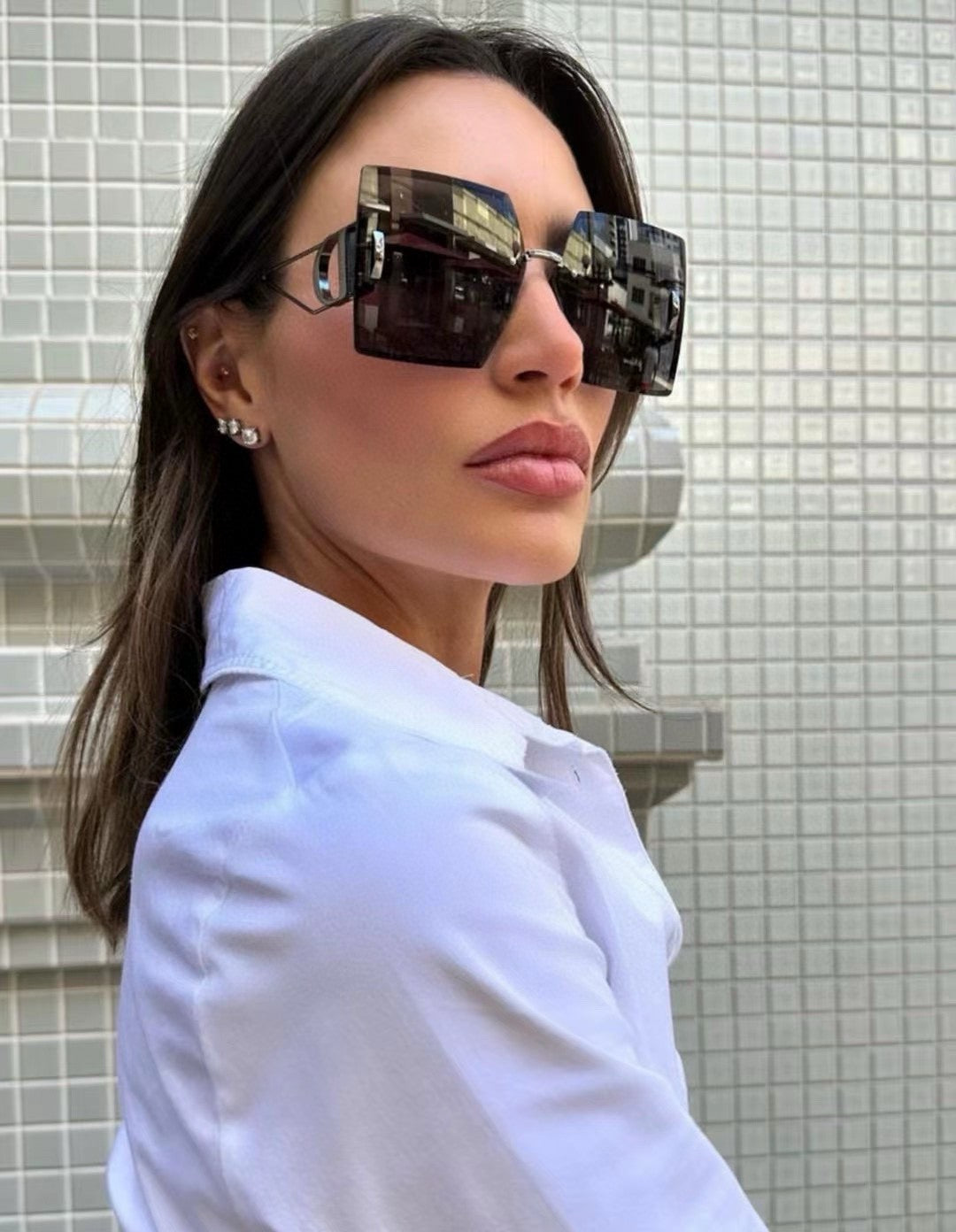 30MONTAIGNE S7U SUNGLASS 578111 IN BLACK METAL GREY LENSES