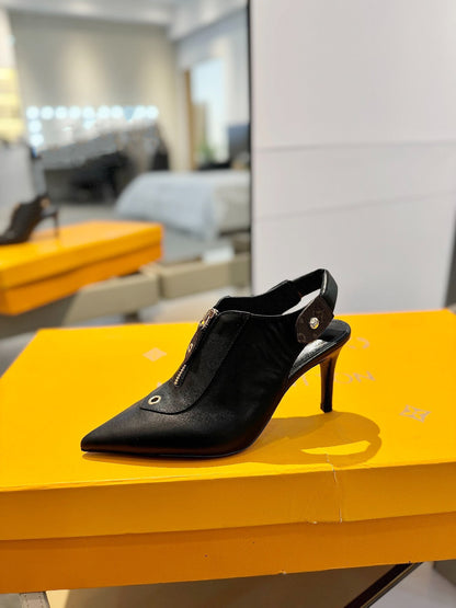 ALLURE HIGH 8 CM SLINGBACK IN BLACK CALFSKIN