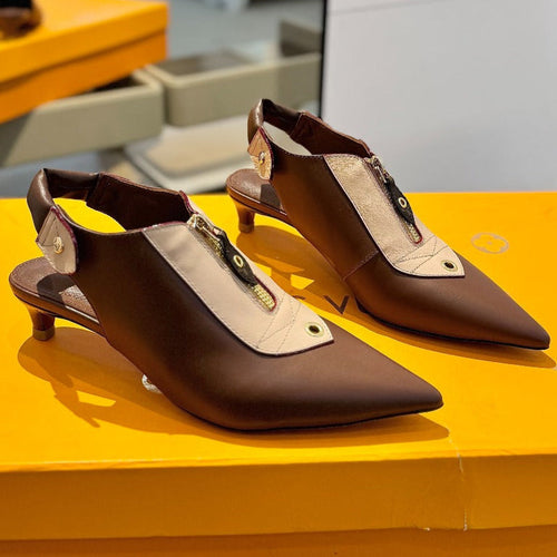 ALLURE HIGH 4.5 CM SLINGBACK IN CHOCOLATE MIX SAND BROWN CALFSKIN