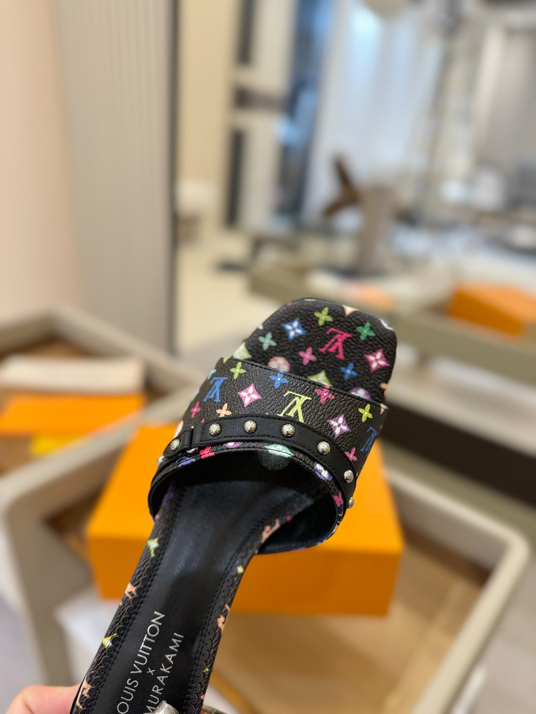 LV X TM 6AM HIGH 4 CM MULE IN BLACK MONOGRAM CALFSKIN