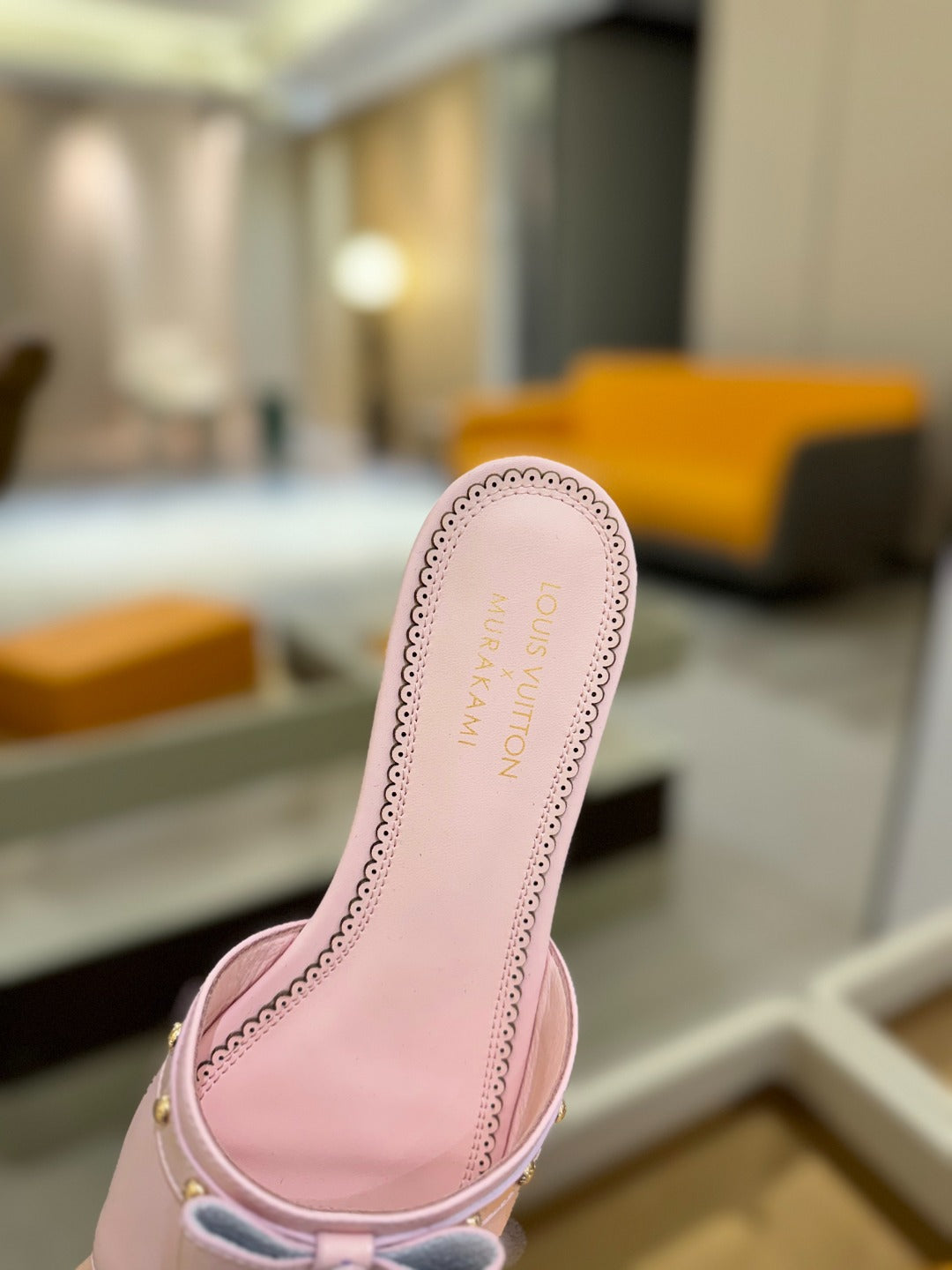 LV X TM 6AM FLAT MULE IN BABY PINK CALFSKIN