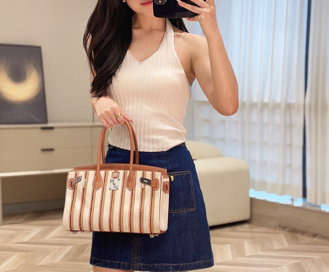 BIRKIN SHOULDER 29 IN GOLD CALFSKIN ÉCRU/BEIGE/FAUVE/ROSE POP/NOIR EMBROIDERY CANVAS
