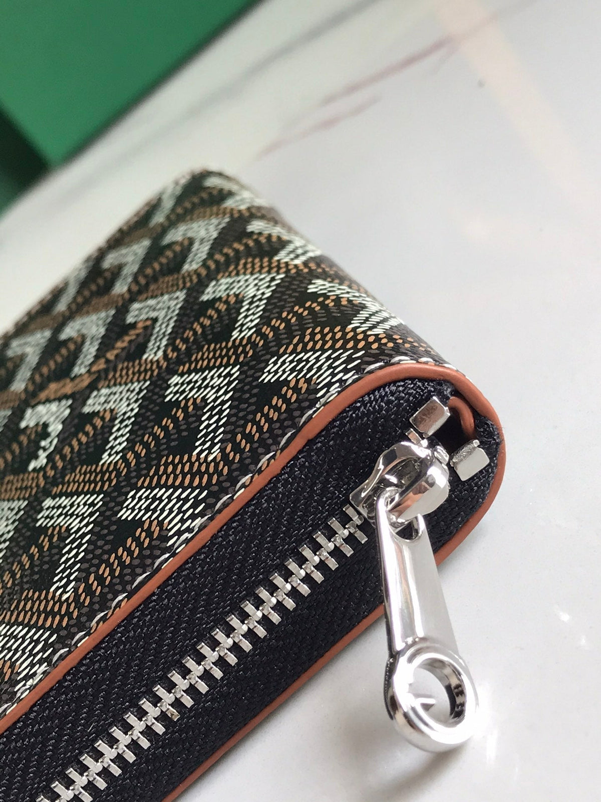 MATIGNON MINI WALLET 11 IN BLACK GOYARDINE CANVAS AND TAN CALFSKIN