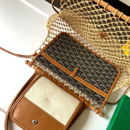 ALIGRE BAG 34 IN BROWN WOVEN RAFFIA AND CALFSKIN