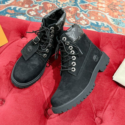 LV X TIMBERLAND ANKLE BOOT IN BLACK SUEDE