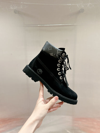LV X TIMBERLAND ANKLE BOOT IN BLACK SUEDE