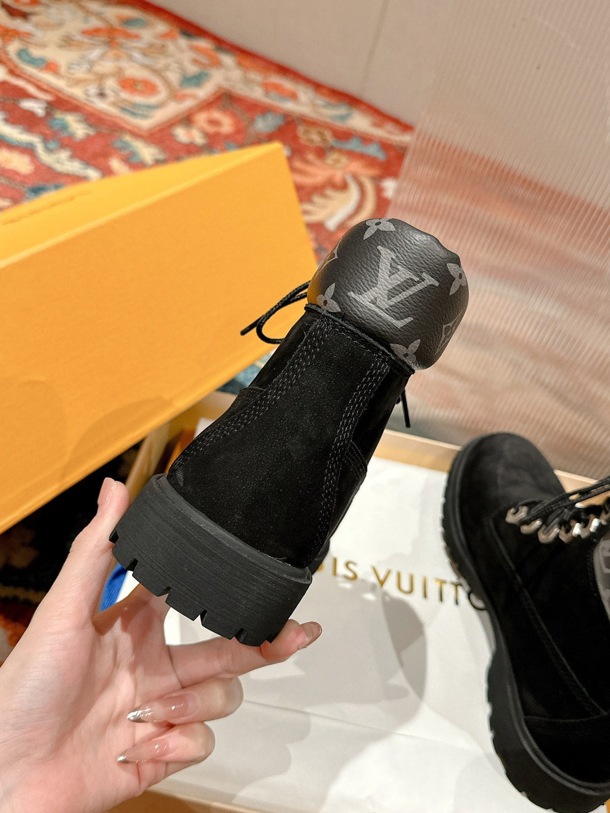 LV X TIMBERLAND ANKLE BOOT IN BLACK SUEDE