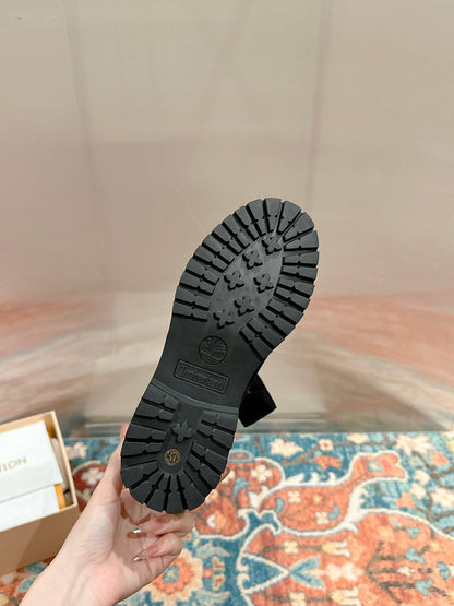 LV X TIMBERLAND ANKLE BOOT IN BLACK MONOGRAM SUEDE