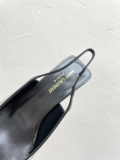 CARINE SLINGBACK PUMPS 45 IN PATENT BLACK LEATHER