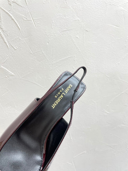 CARINE SLINGBACK PUMPS 45 IN PATENT MAROON LEATHER
