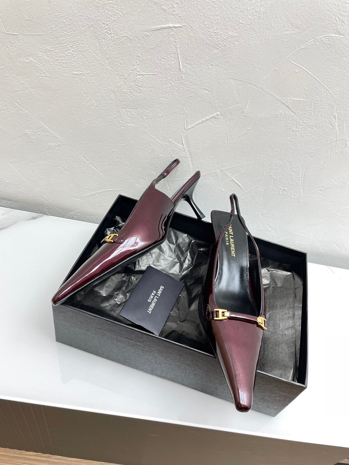 CARINE SLINGBACK PUMPS 45 IN PATENT MAROON LEATHER