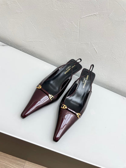 CARINE SLINGBACK PUMPS 45 IN PATENT MAROON LEATHER