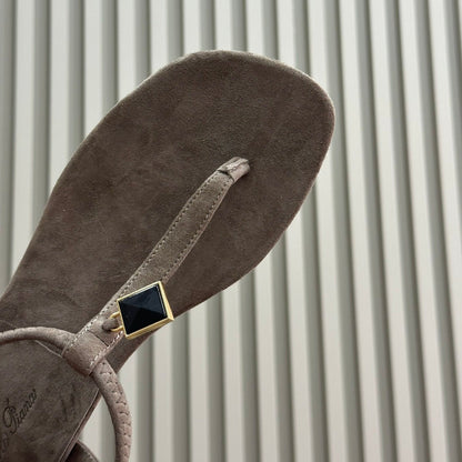 Loro Piana Medium Gray Mindil Sandal In Leather