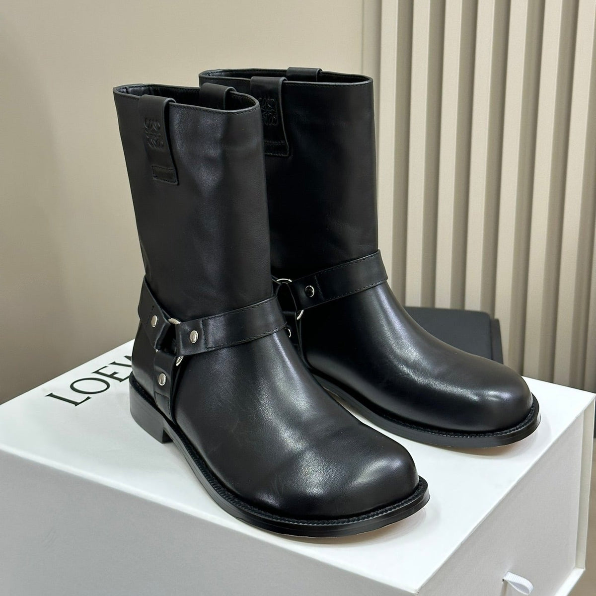 LW CAMPO BIKER BOOT BLACK CALFSKIN