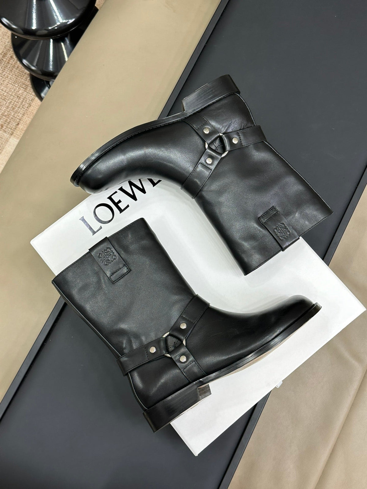 LW CAMPO BIKER BOOT BLACK CALFSKIN