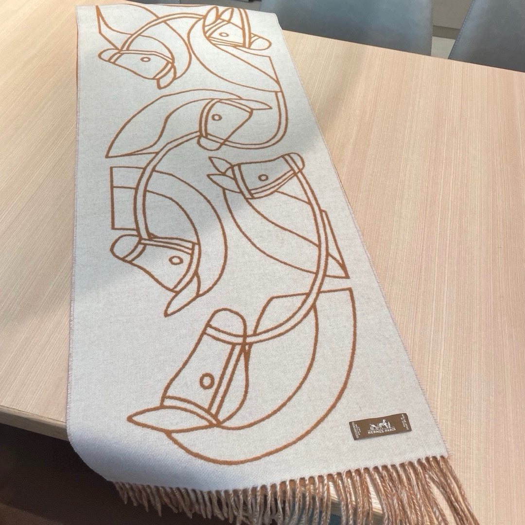 CASAQUE ENTRELACS EQUESTRES 190 CM SCARF IN COPPER BROWN CASHMERE