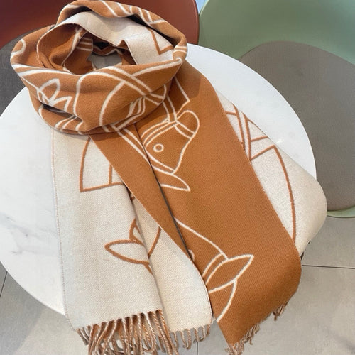 CASAQUE ENTRELACS EQUESTRES 190 CM SCARF IN COPPER BROWN CASHMERE