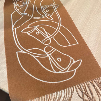 CASAQUE ENTRELACS EQUESTRES 190 CM SCARF IN COPPER BROWN CASHMERE