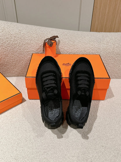 MAINLAND SNEAKER IN FULL BLACK SUEDE AND BREATHABLE MESH FABRIC