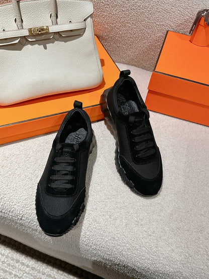 MAINLAND SNEAKER IN FULL BLACK SUEDE AND BREATHABLE MESH FABRIC