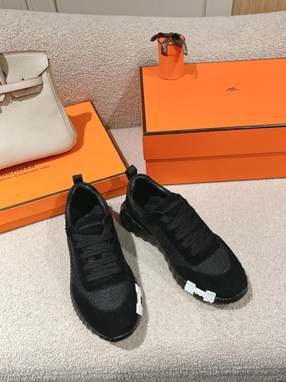 MAINLAND SNEAKER IN BLACK SUEDE AND BREATHABLE MESH FABRIC