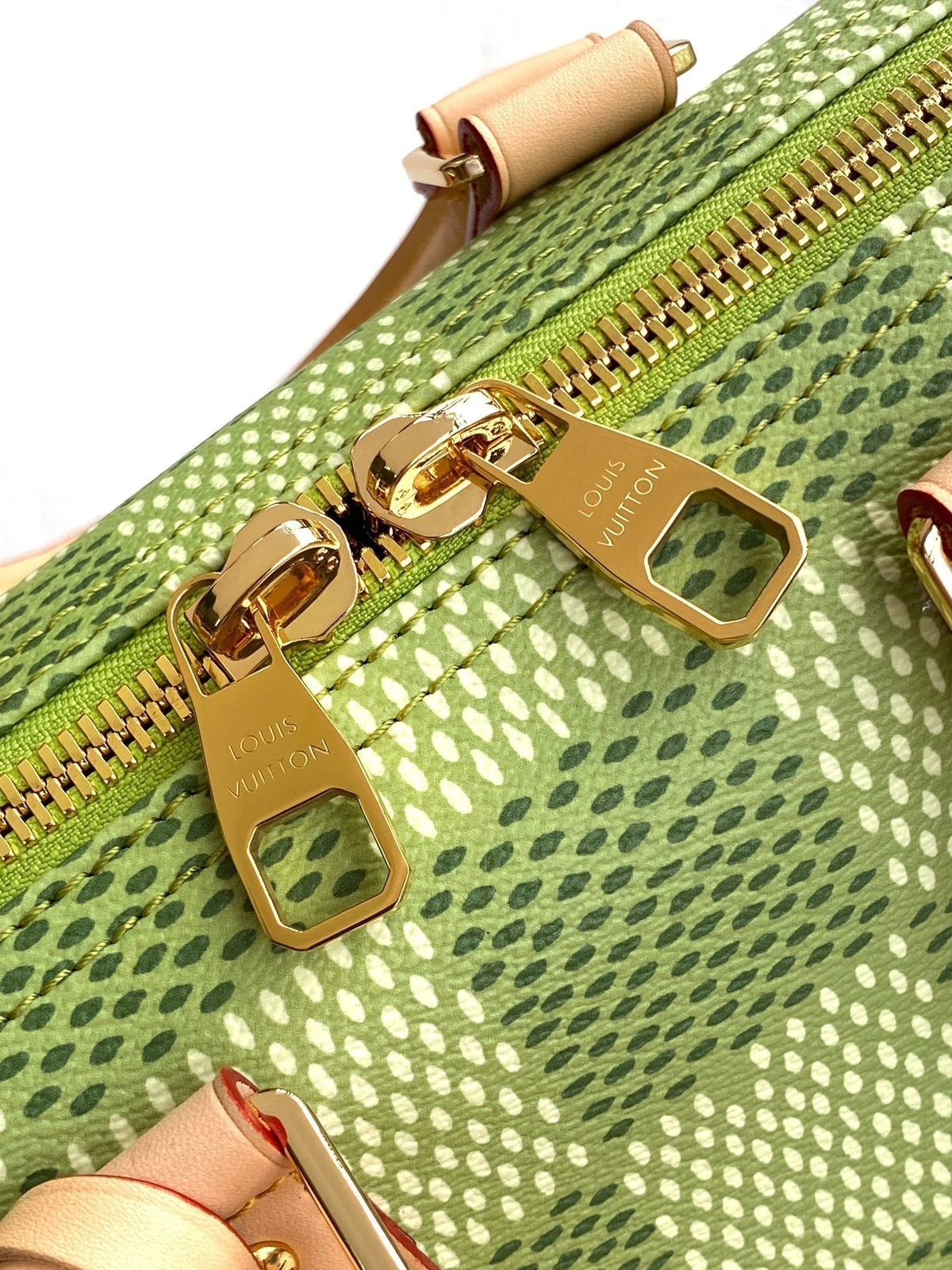 KEEPALL BANDOULIÈRE 34 BAG IN GREEN DAMIER GOLF COATED CANVAS