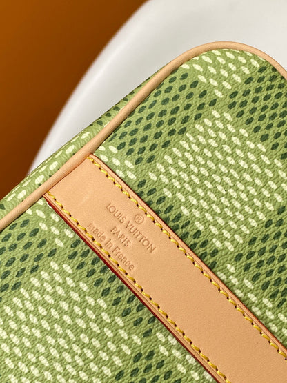 KEEPALL BANDOULIÈRE 34 BAG IN GREEN DAMIER GOLF COATED CANVAS